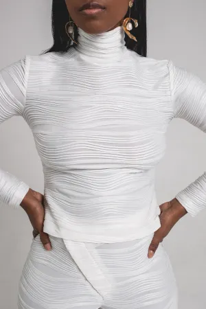 Long Sleeve Texture Turtleneck | White