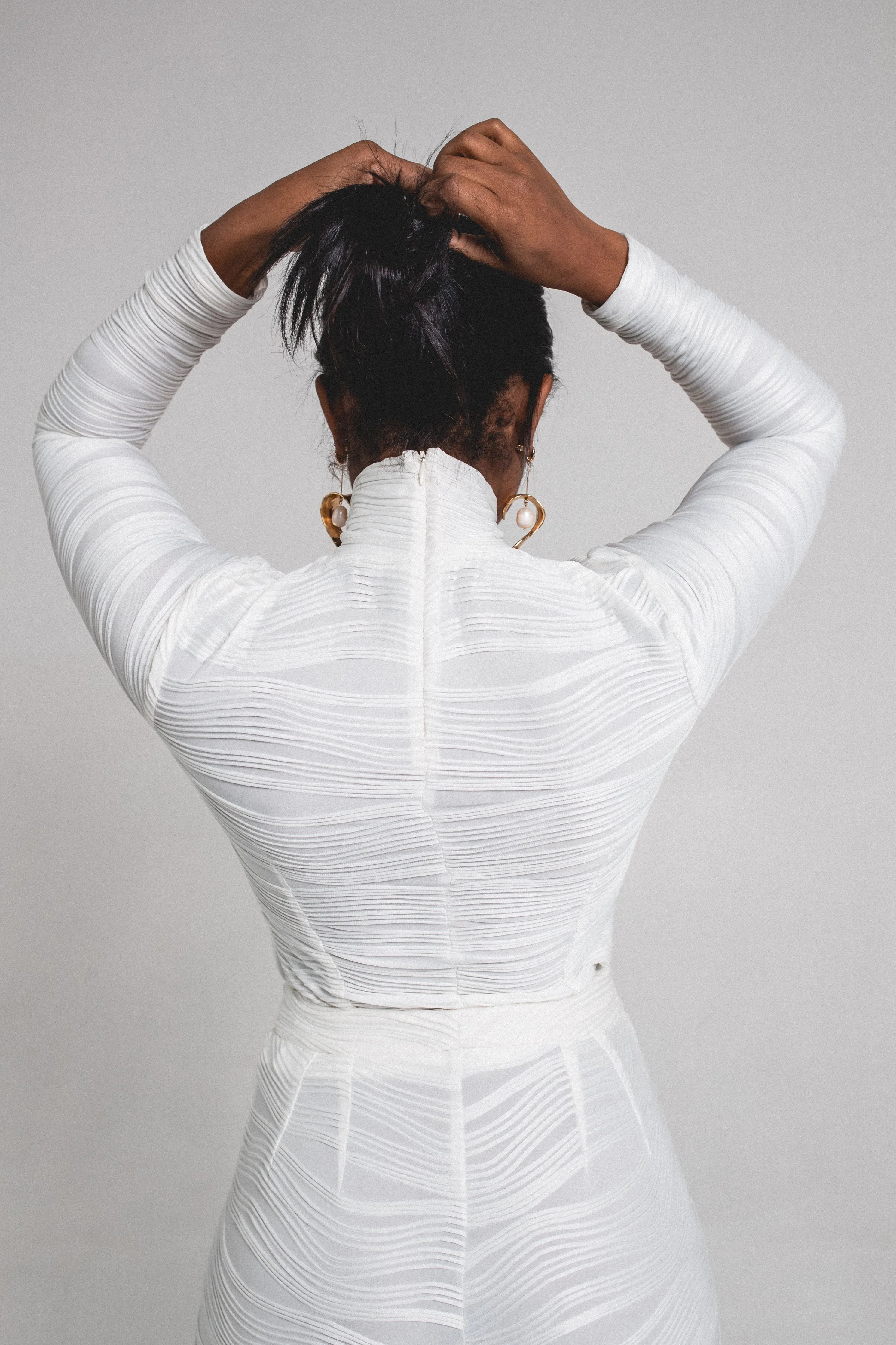 Long Sleeve Texture Turtleneck | White
