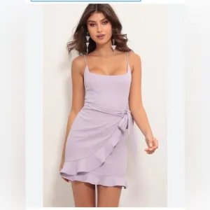 Lucy in the Sky Capri Ruffle Tie Dress Women medium purple polyester spandex