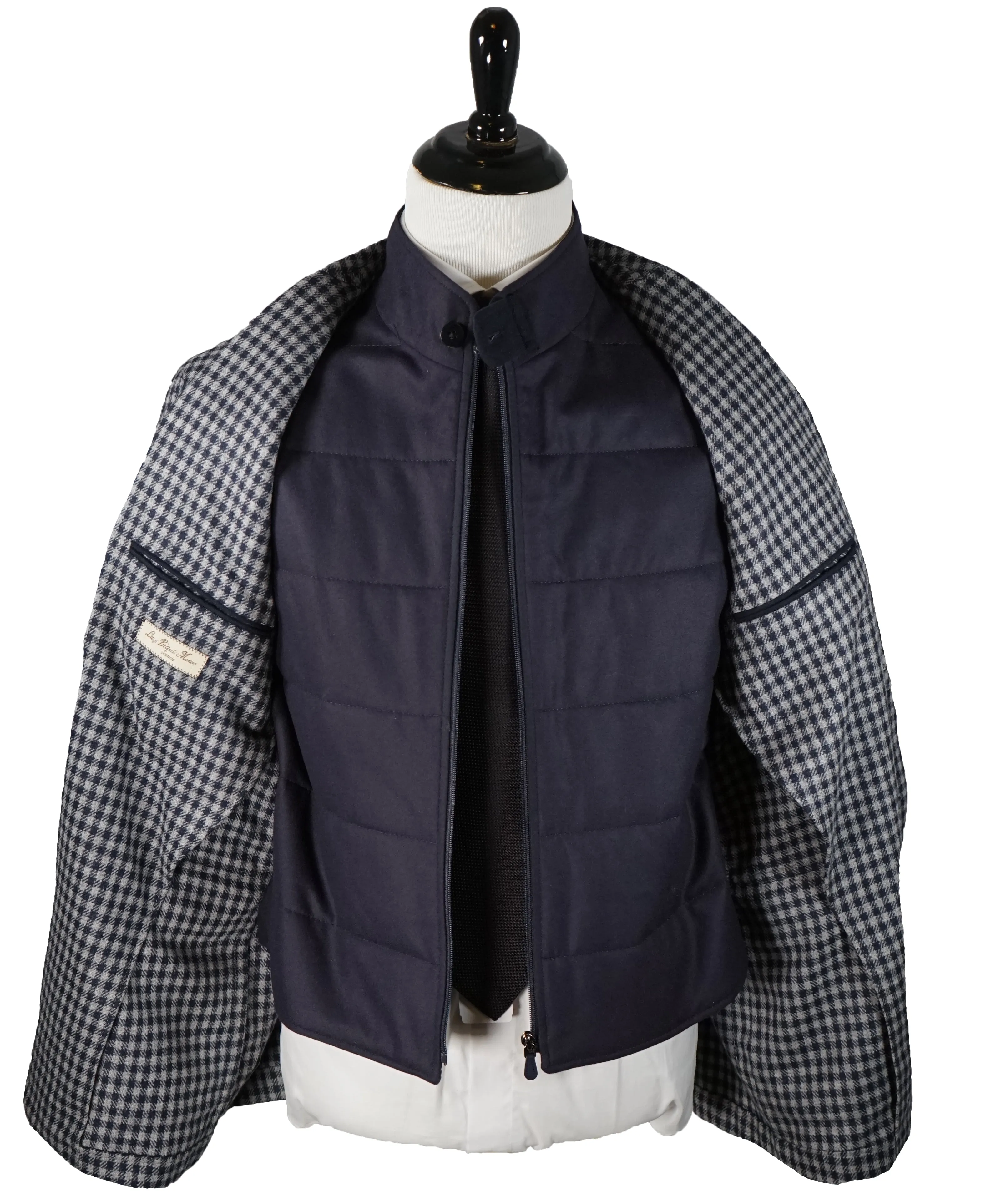 LUIGI BIANCHI MANTOVA - "SLIM" Vested Coat Blazer Pure Wool Check - 46R