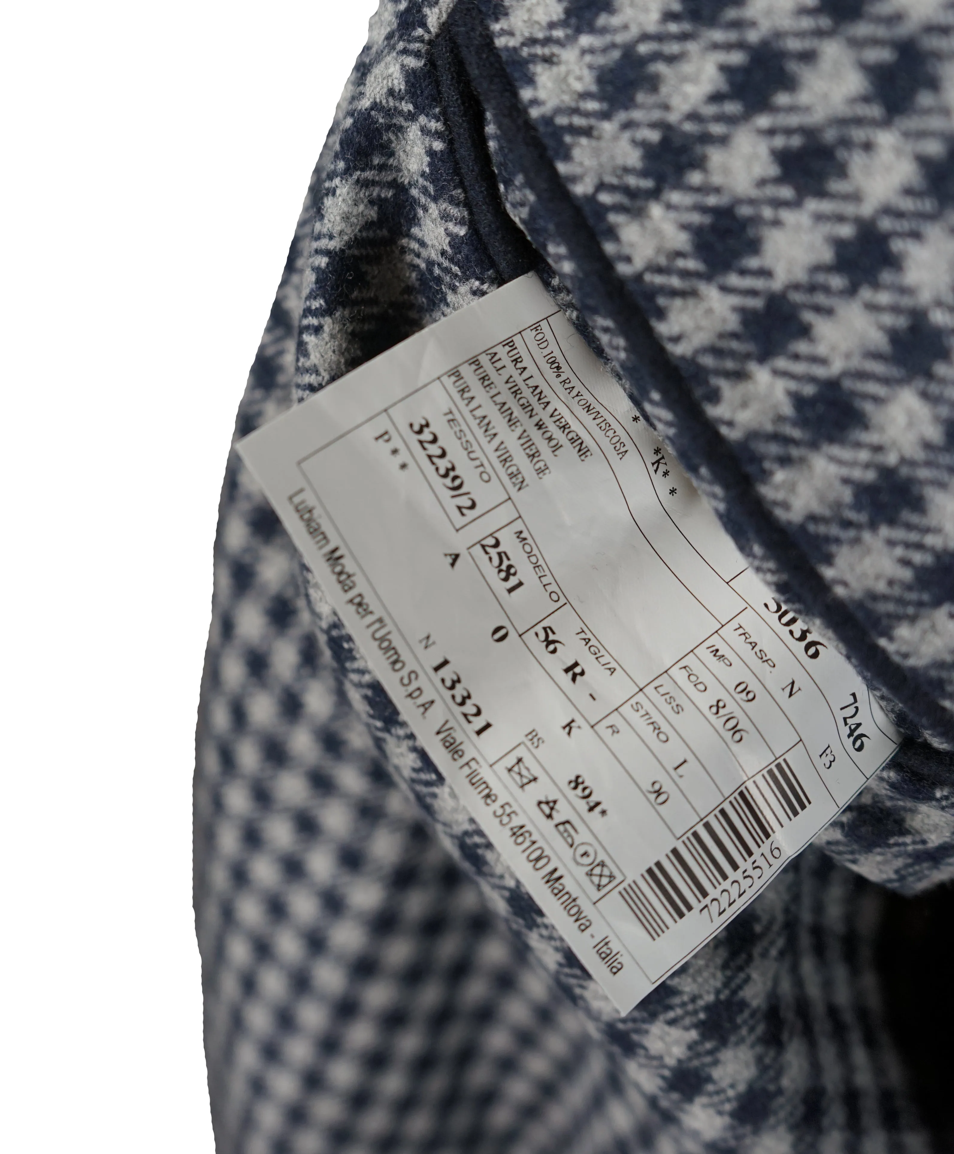 LUIGI BIANCHI MANTOVA - "SLIM" Vested Coat Blazer Pure Wool Check - 46R