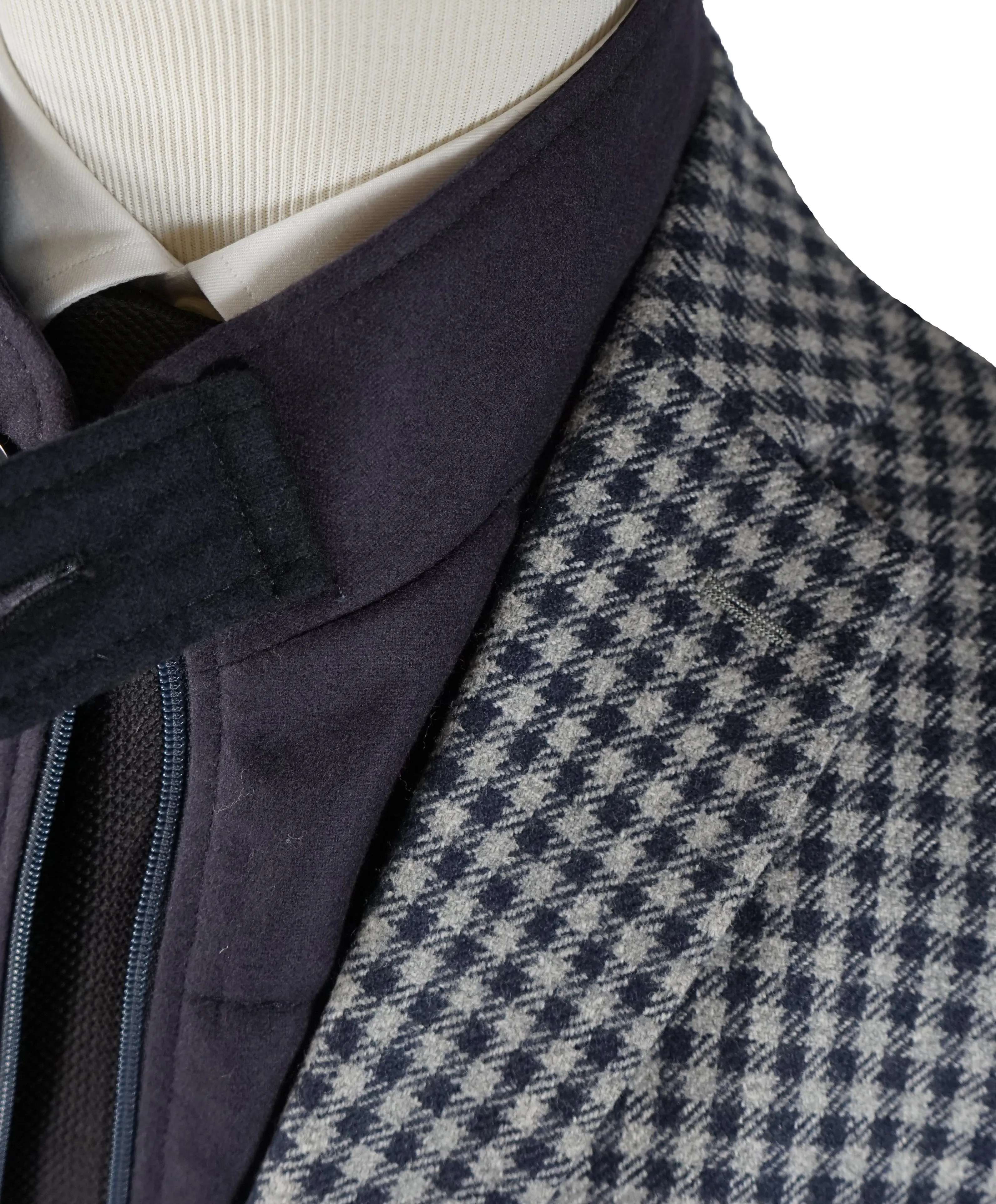 LUIGI BIANCHI MANTOVA - "SLIM" Vested Coat Blazer Pure Wool Check - 46R