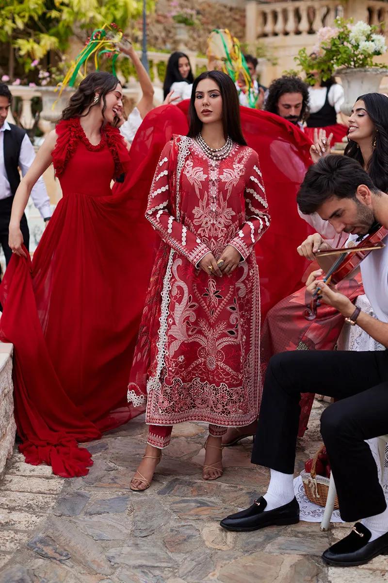 Luxury Cherry Red Embroidered Pakistani Salwar Kameez Dupatta Suit