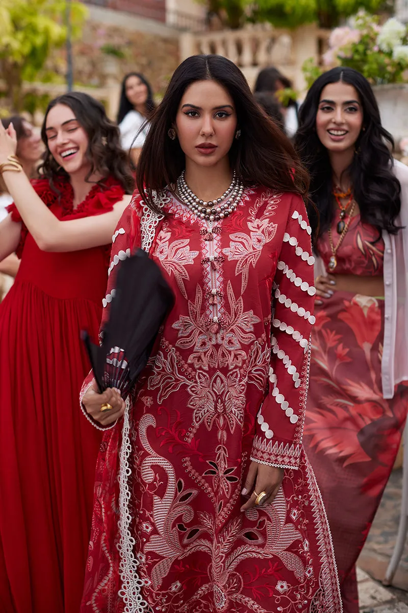 Luxury Cherry Red Embroidered Pakistani Salwar Kameez Dupatta Suit