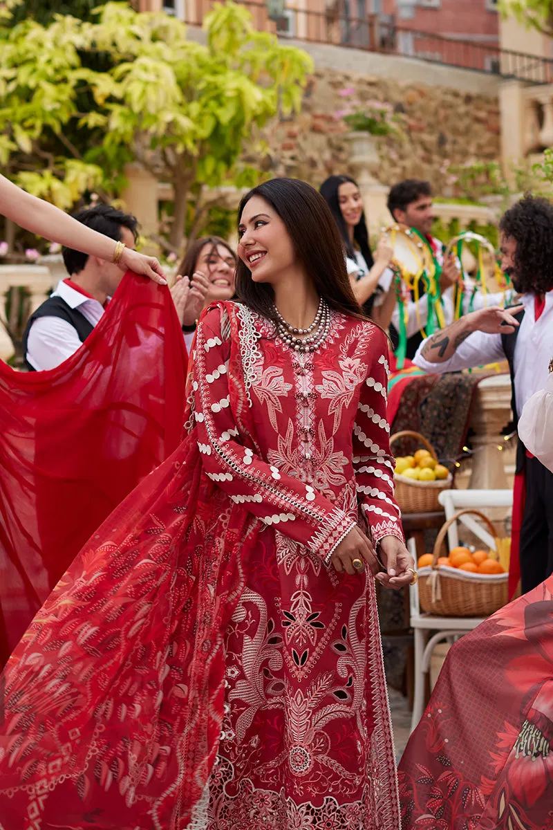 Luxury Cherry Red Embroidered Pakistani Salwar Kameez Dupatta Suit