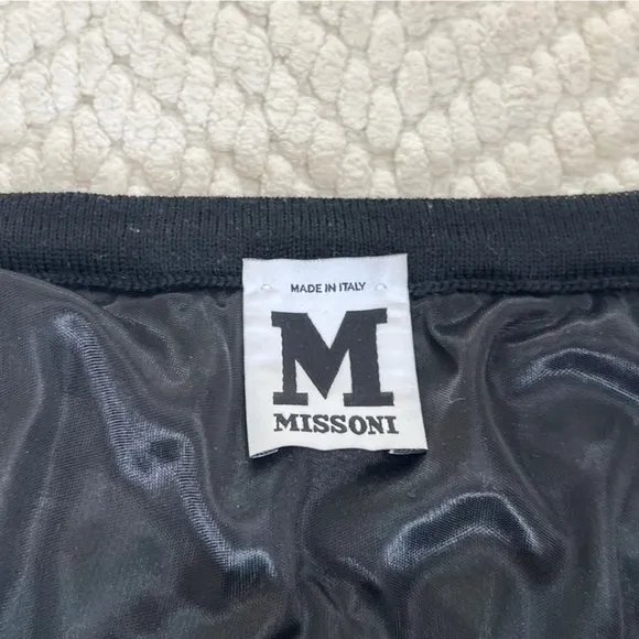 M Missoni Black Zig Zag Black Green Knit Pencil Skirt, 42