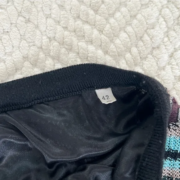 M Missoni Black Zig Zag Black Green Knit Pencil Skirt, 42