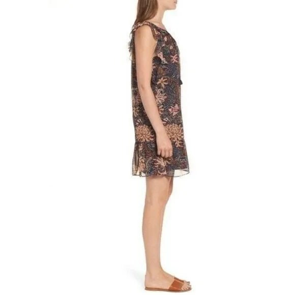 Madewell Lily Ruffle Dress in Sea Floral Multi Color Small