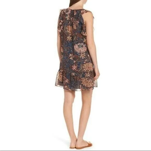 Madewell Lily Ruffle Dress in Sea Floral Multi Color Small