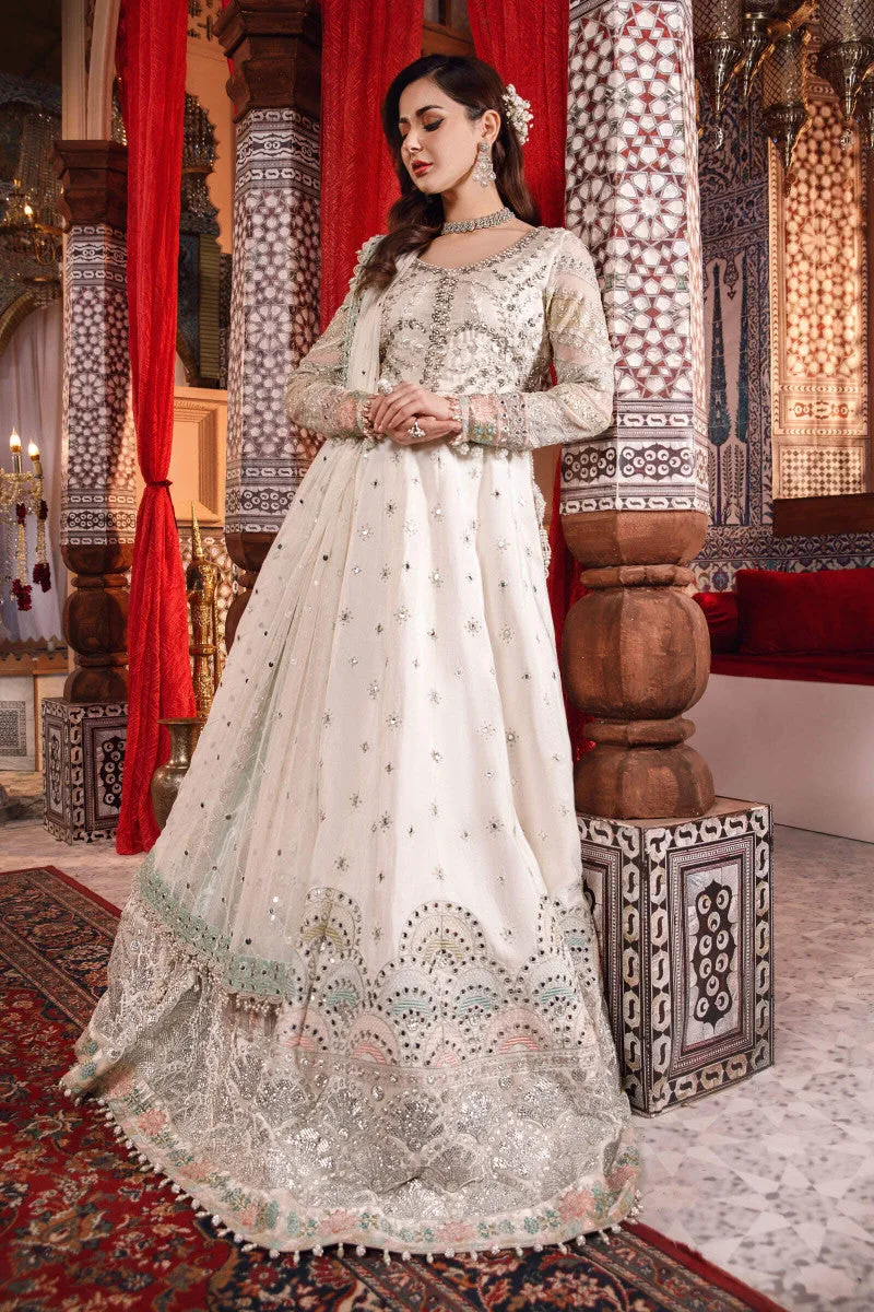MARIA B | MBROIDERED COLLECTION 2022/23 | Pearl White and Peachy Silver  (BD-2502)