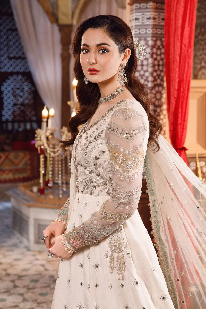 MARIA B | MBROIDERED COLLECTION 2022/23 | Pearl White and Peachy Silver  (BD-2502)