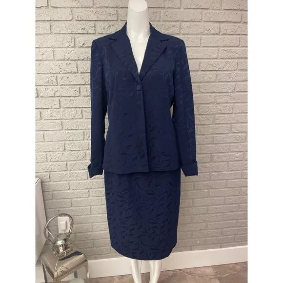 Mariage Mode Navy Blue Skirt &amp; Blazer 2 Pcs Suit Set Size 6