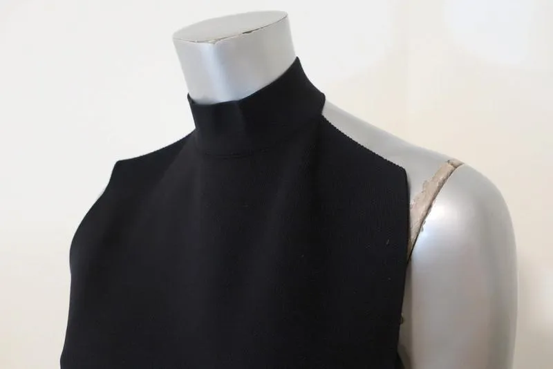 Marni Open Back Turtleneck Top Black Stretch Knit Size 40 Sleeveless Tunic