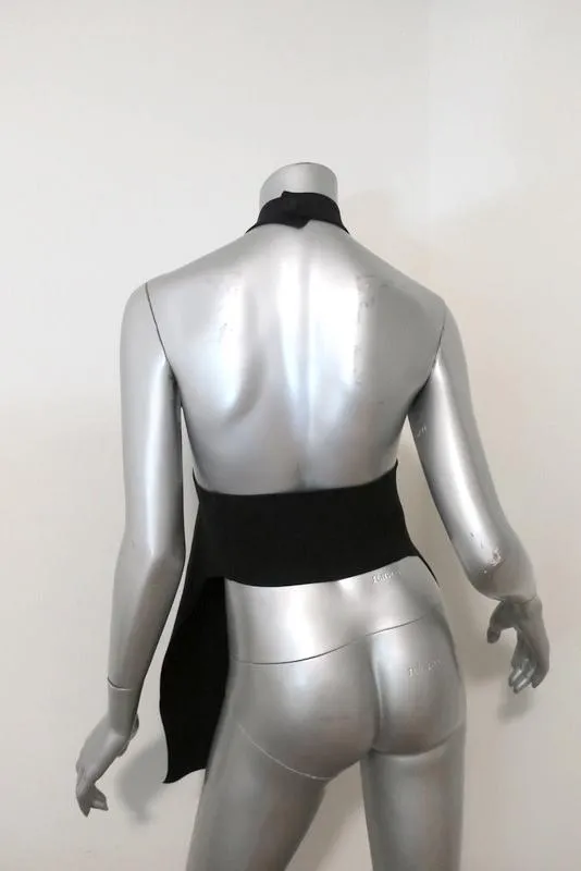 Marni Open Back Turtleneck Top Black Stretch Knit Size 40 Sleeveless Tunic