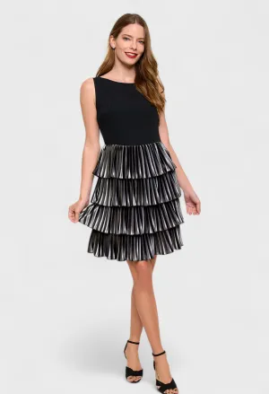 Martina Accordion Pleated Tiered Dress