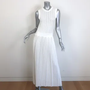 Marysia Blakes Sleeveless Pleated Knit Maxi Dress Cream Cotton-Blend Size Medium