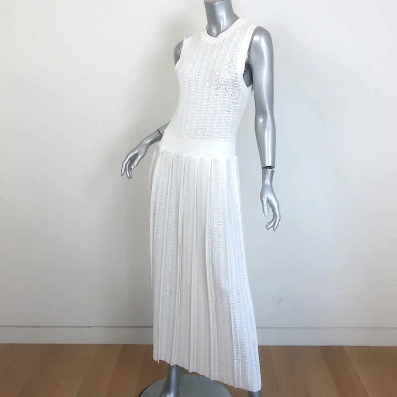Marysia Blakes Sleeveless Pleated Knit Maxi Dress Cream Cotton-Blend Size Medium