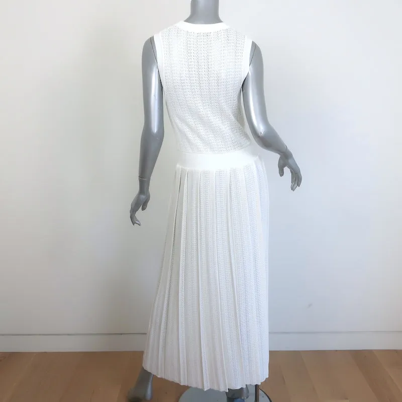 Marysia Blakes Sleeveless Pleated Knit Maxi Dress Cream Cotton-Blend Size Medium