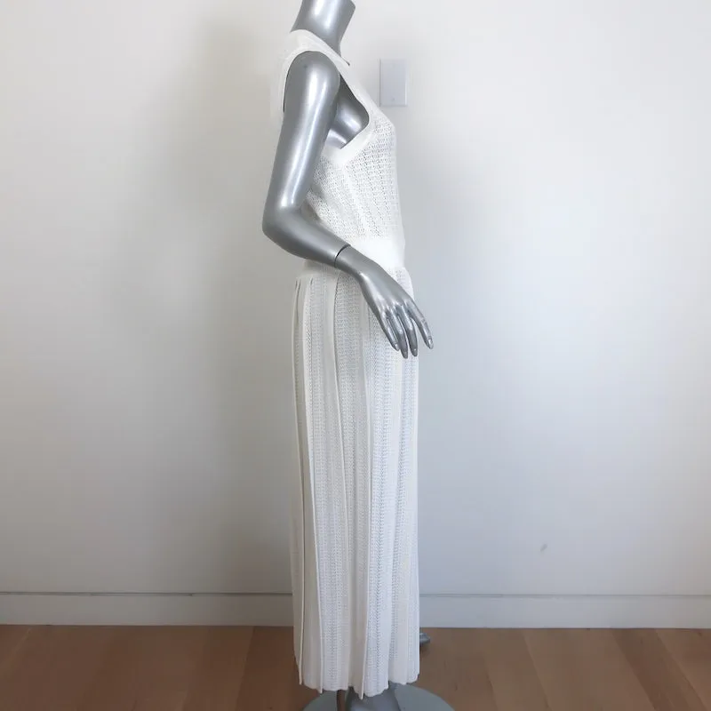 Marysia Blakes Sleeveless Pleated Knit Maxi Dress Cream Cotton-Blend Size Medium