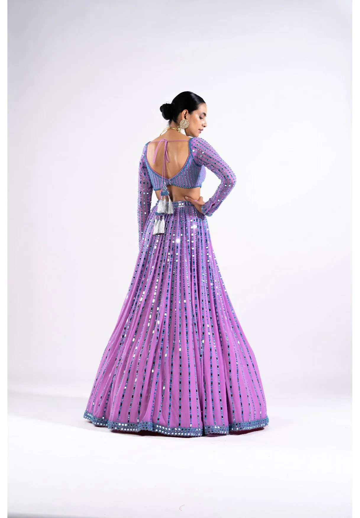 Mauve Linear Drop Lehenga Set