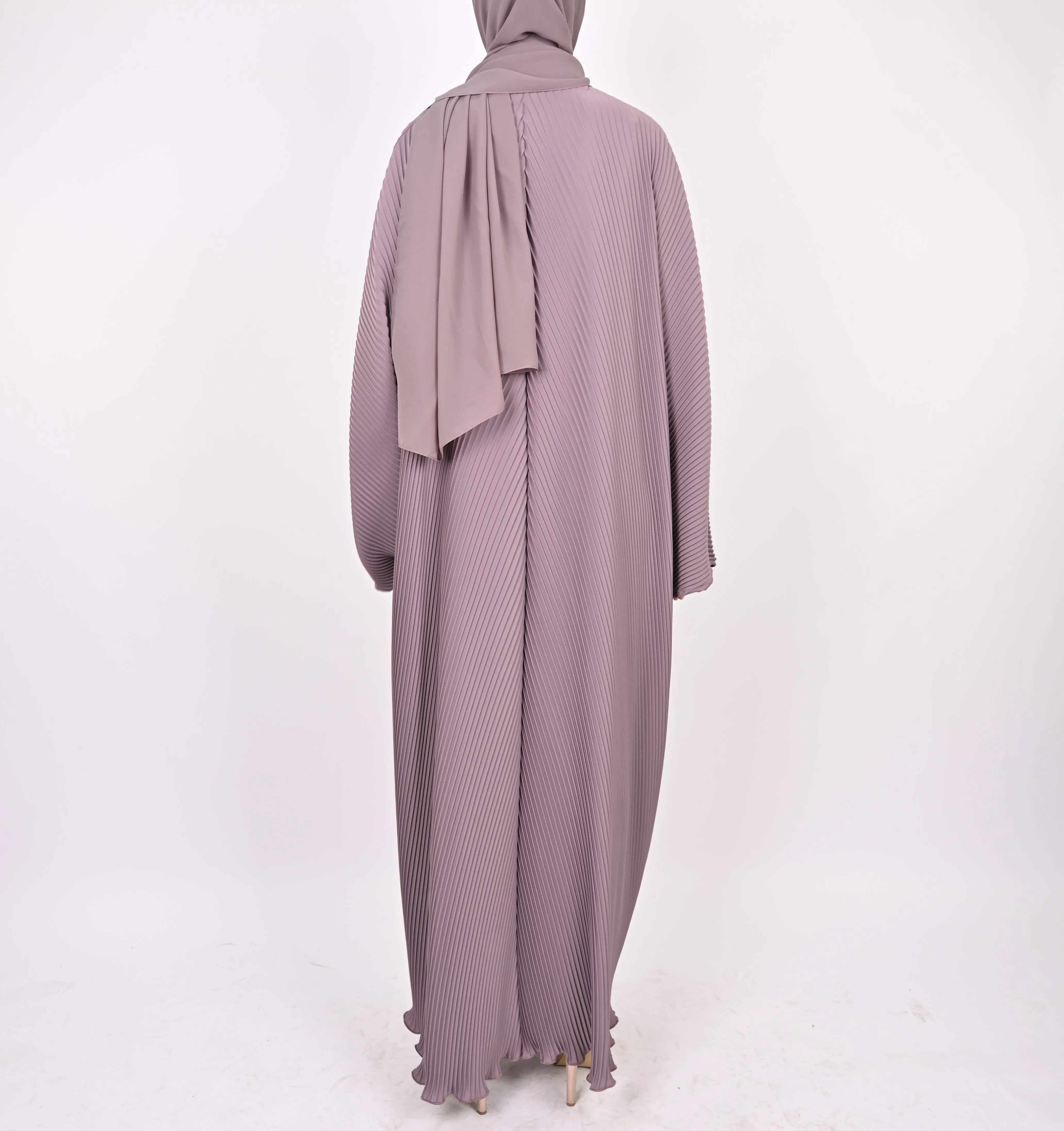 Mauve - Pleated Batwing Abaya