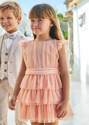 Mayoral 3912 Nude Pleated Tulle Dress In Stock Now