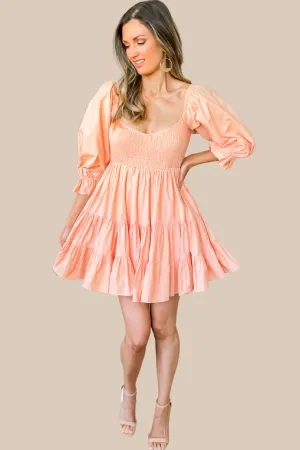 Meant To Be Apricot Babydoll Mini Dress