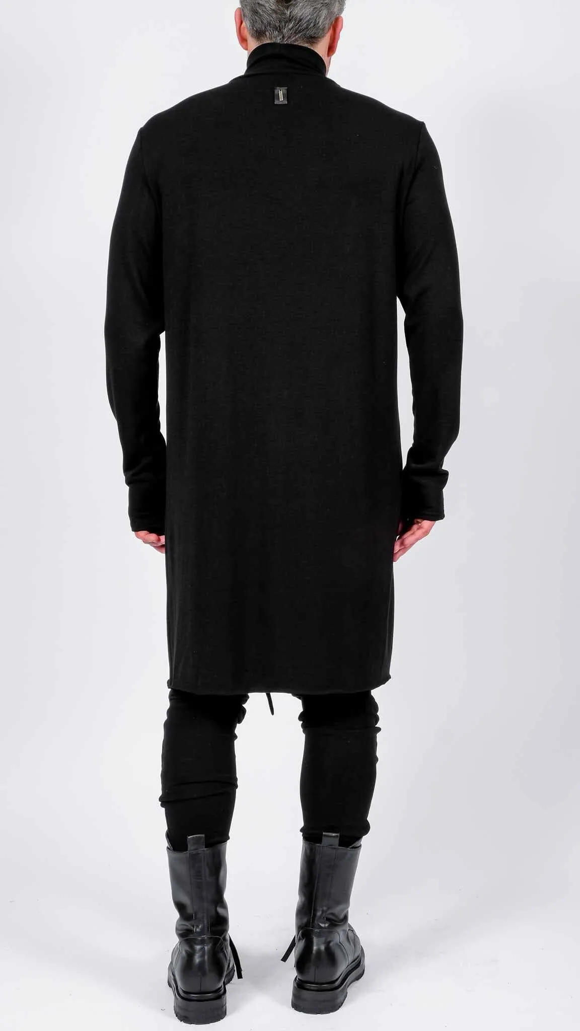 Midi Jersey Turtleneck with Leather  Detail