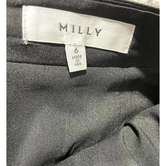 Milly Pencil Skirt Animal Print Lamb Leather Trim Size 6