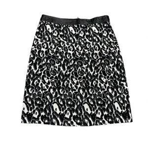 Milly Pencil Skirt Animal Print Lamb Leather Trim Size 6