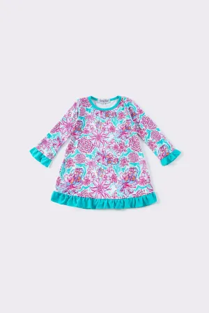 Mint Floral Ruffle Dress