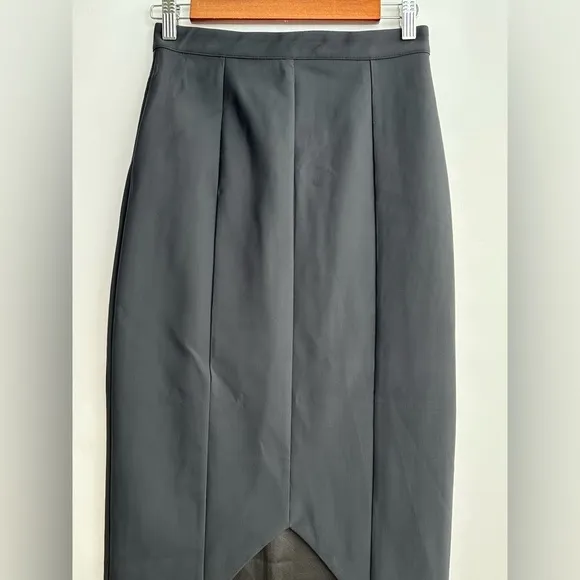 Misha Collection Black‎ Pencil Midi Skirt Asymmetrical Size 4