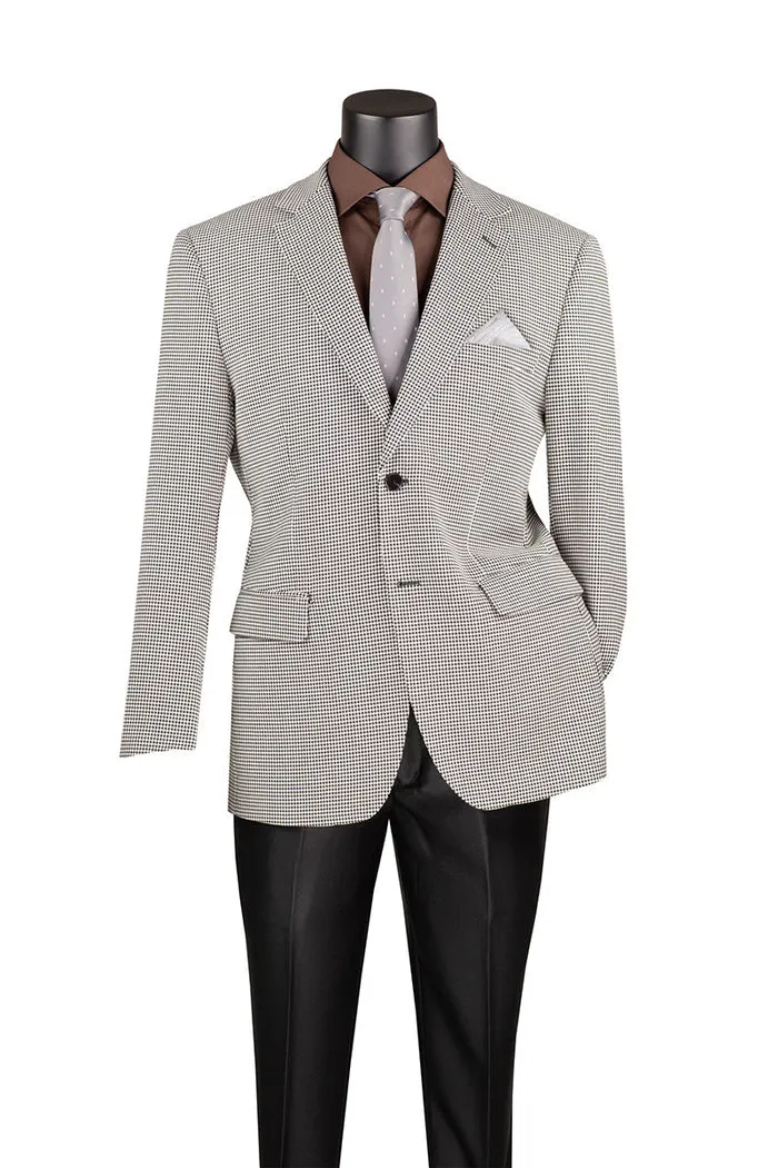 Modern Fit Houndstooth Pattern Jacket Black BM-HT