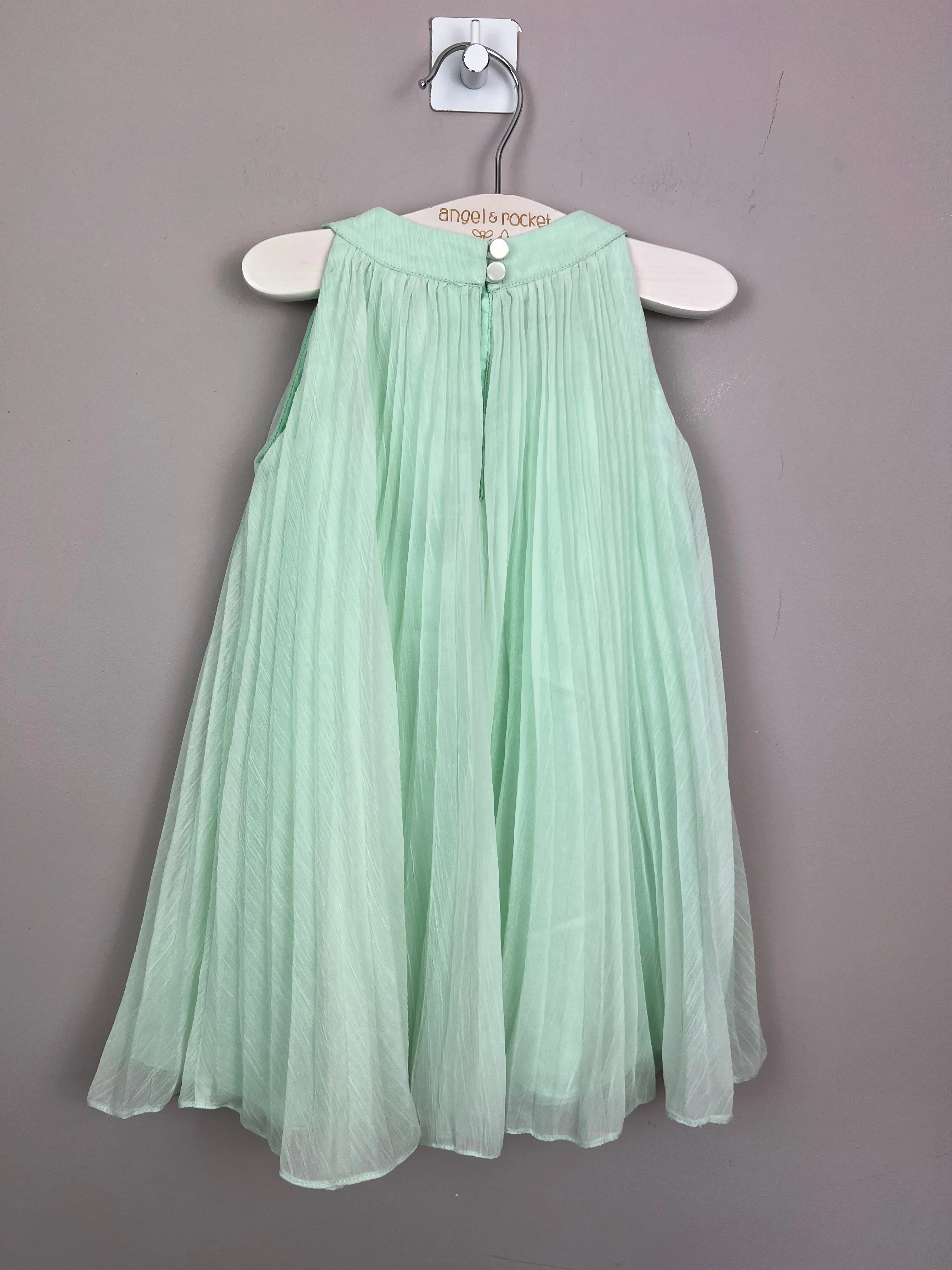 Monsoon mint pleated dress 12-18m