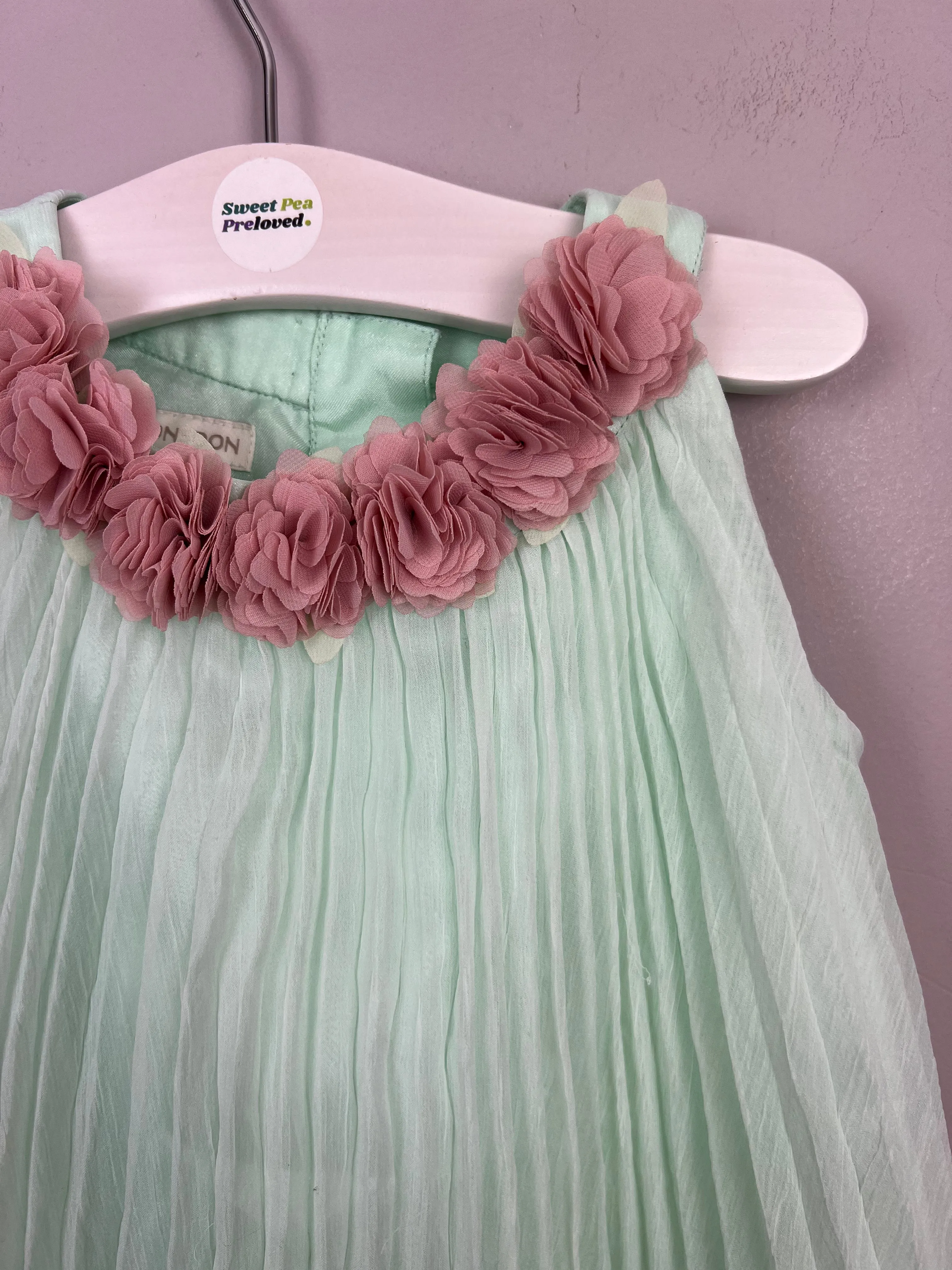Monsoon mint pleated dress 12-18m