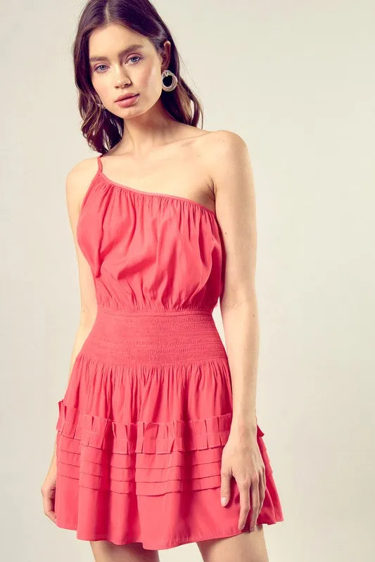 Mustard Seed Junior Pleated Detail One Shoulder Cami Dress