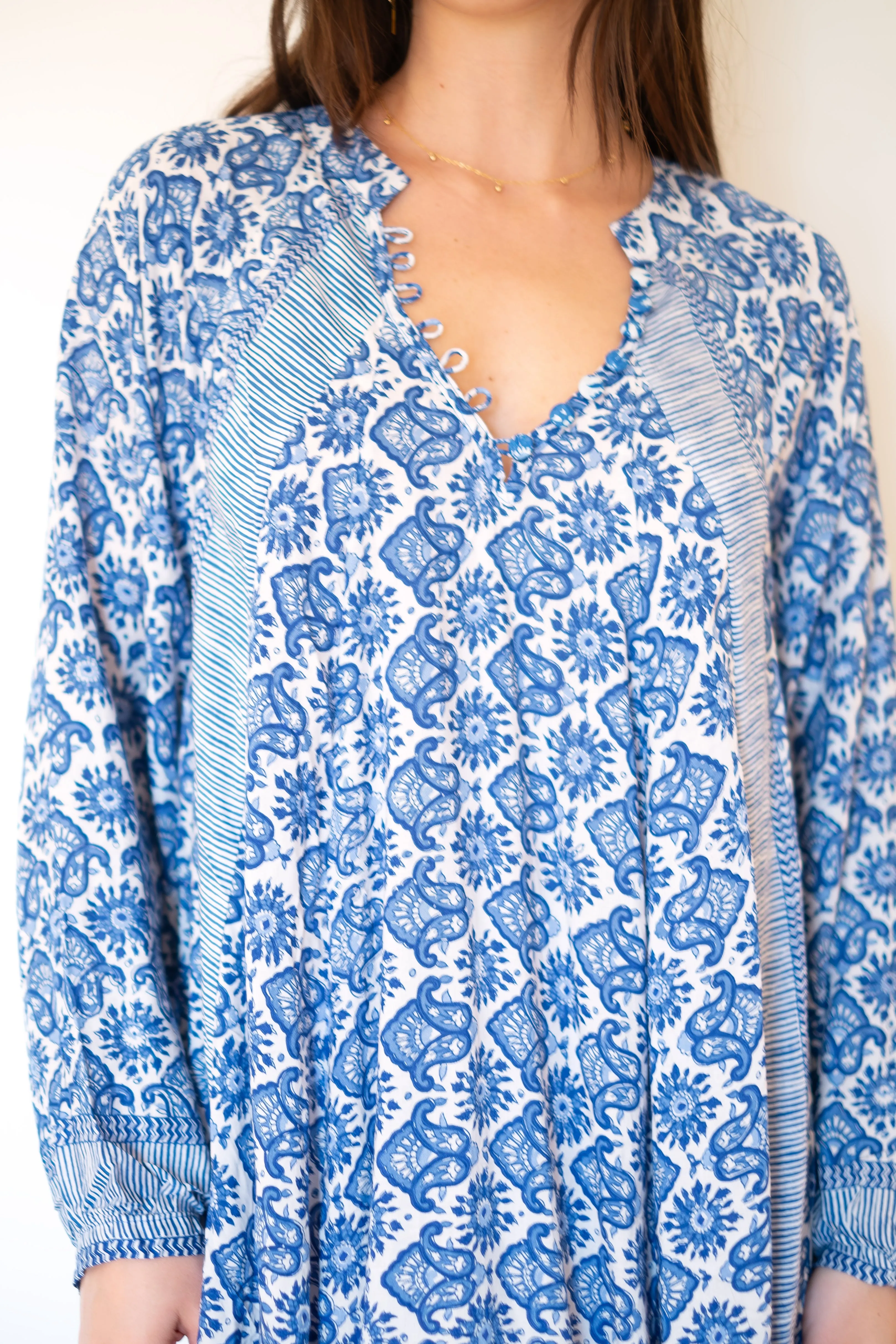 Natalie Martin Fiore Maxi Dress - Fleur-De-Lis Blue