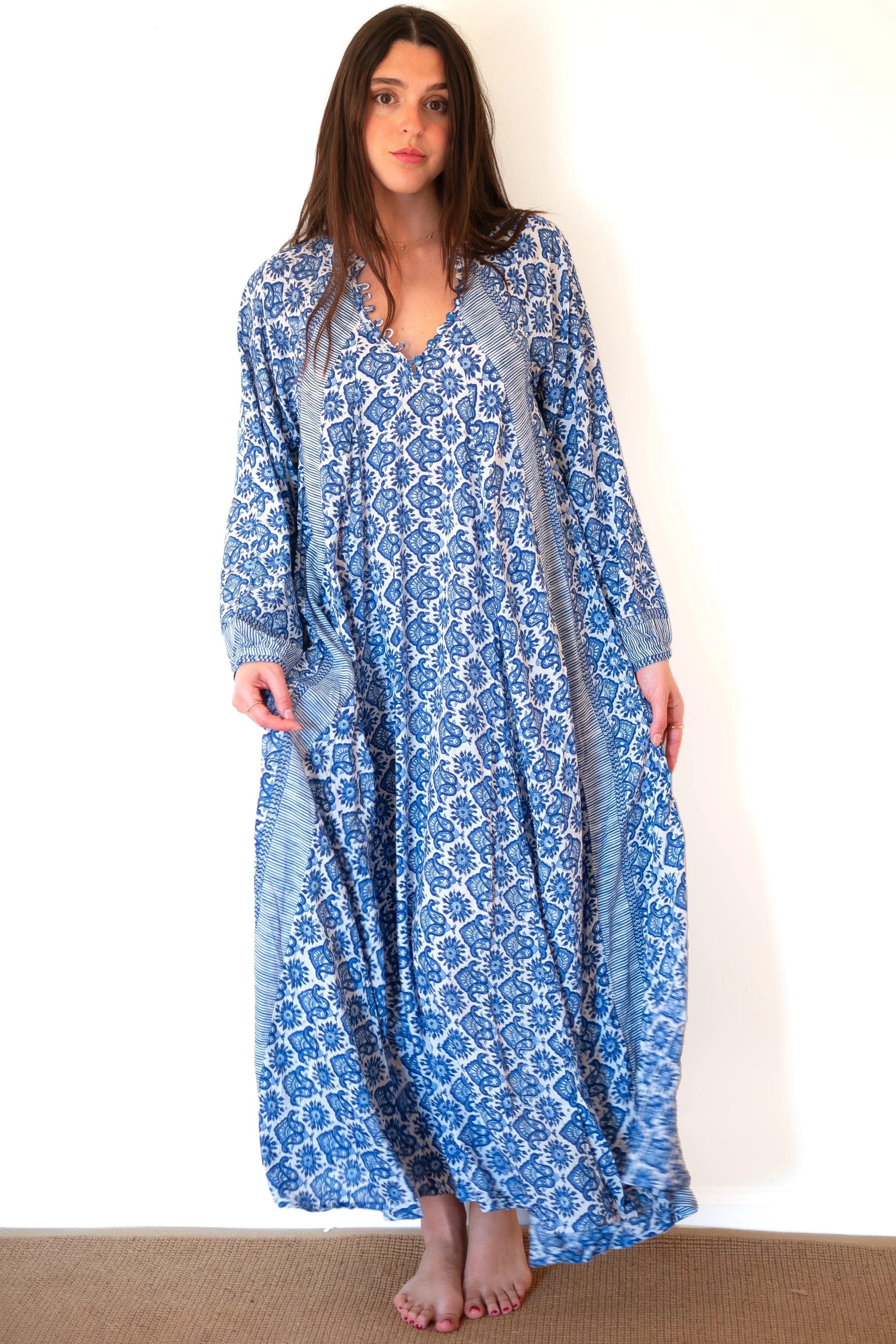 Natalie Martin Fiore Maxi Dress - Fleur-De-Lis Blue