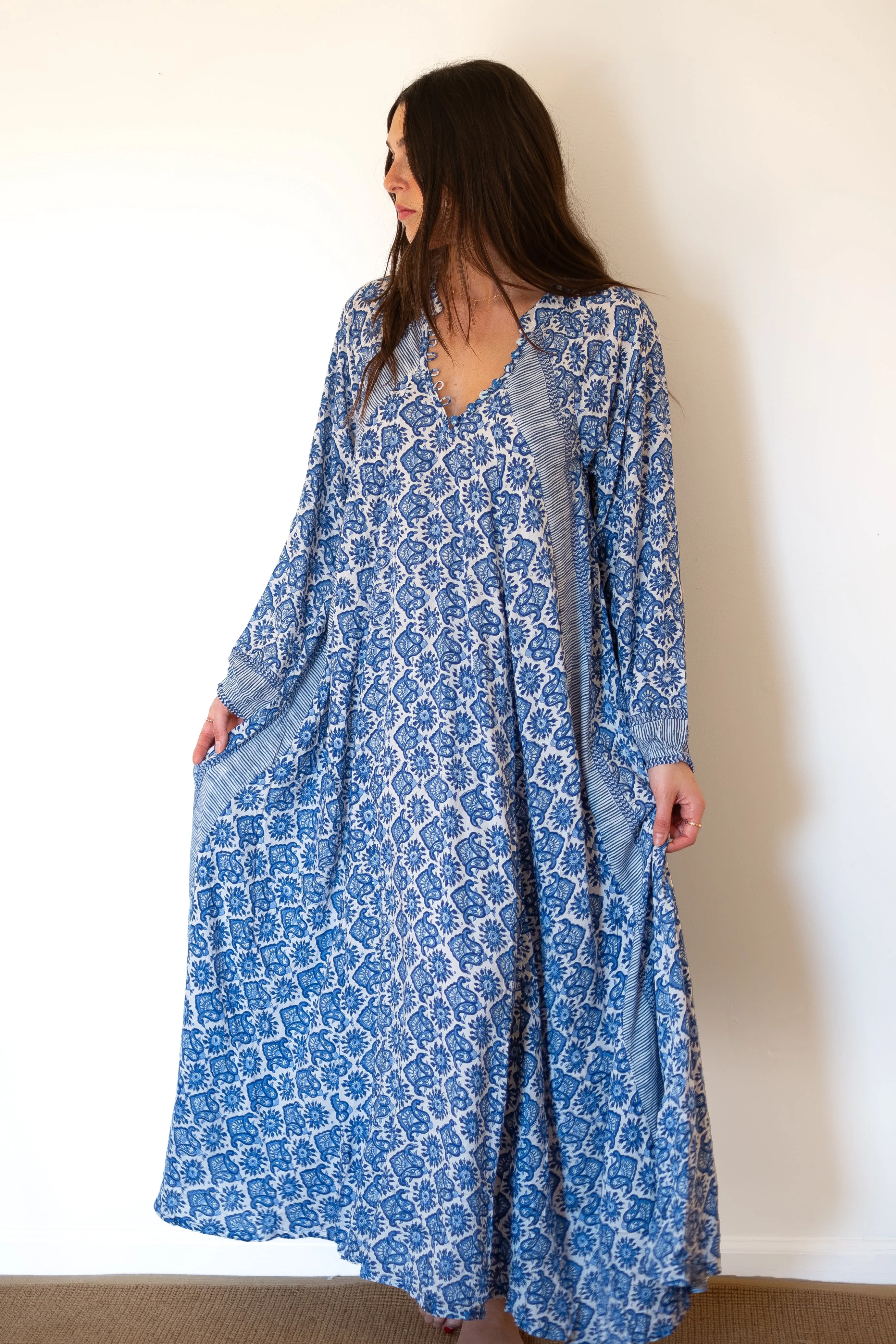 Natalie Martin Fiore Maxi Dress - Fleur-De-Lis Blue