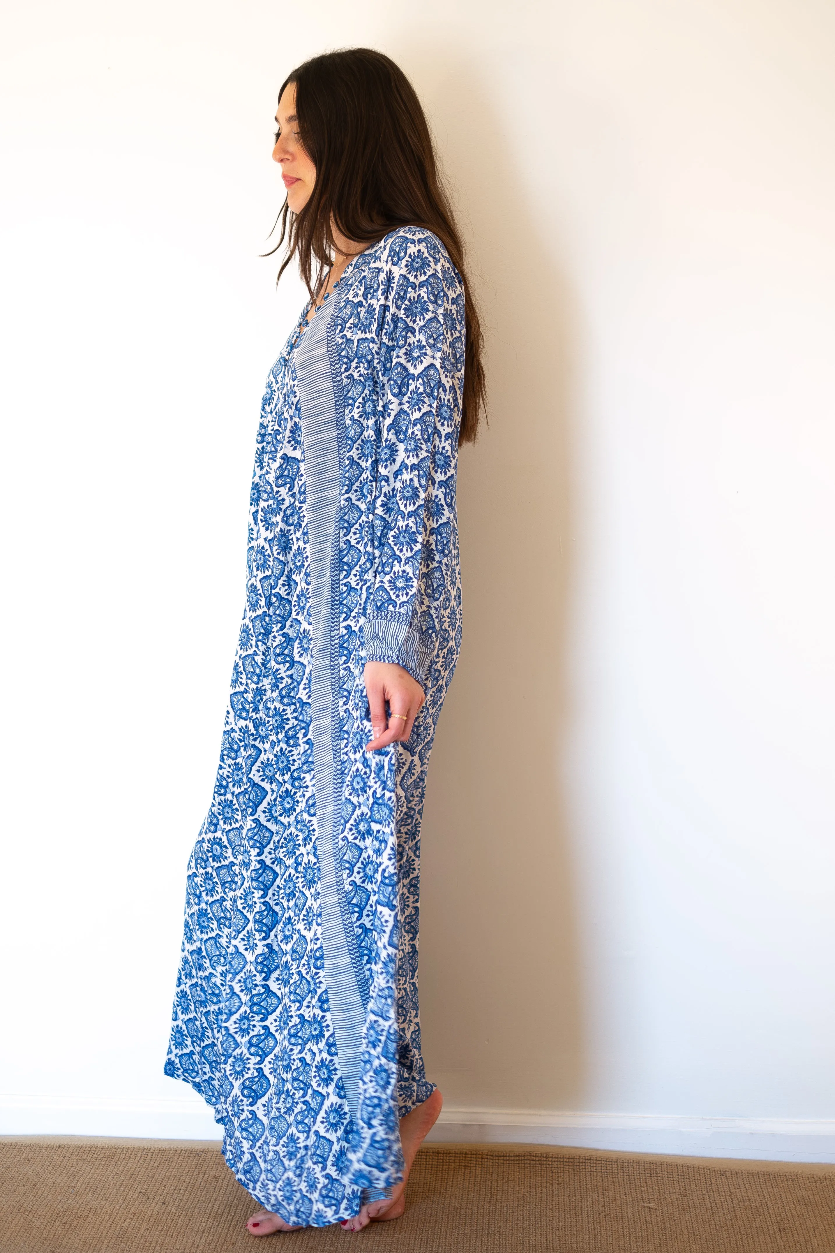Natalie Martin Fiore Maxi Dress - Fleur-De-Lis Blue