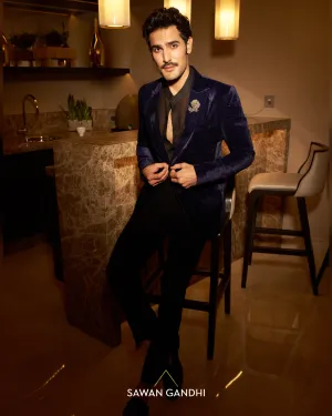 Navy blue velvet jacket