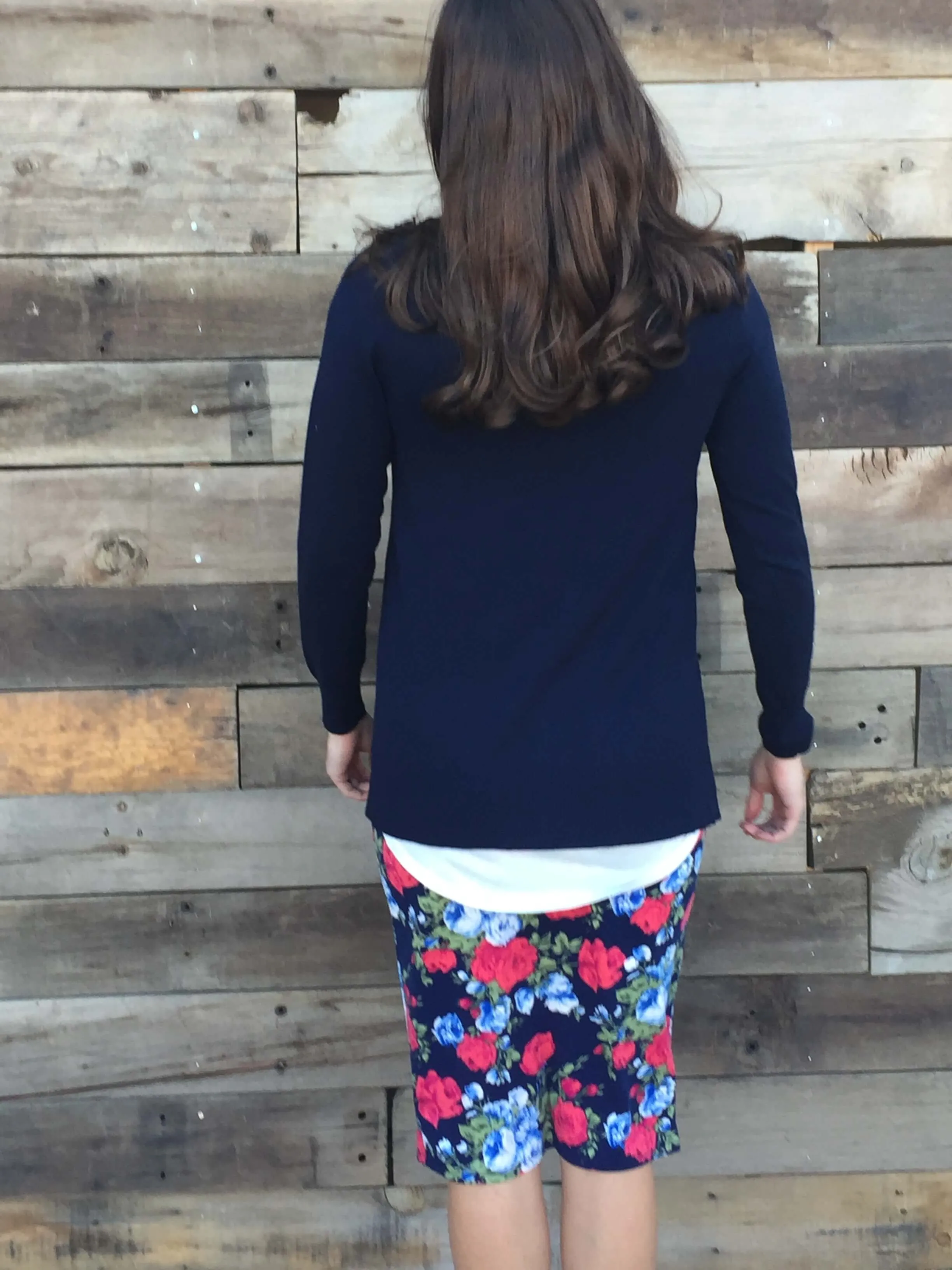 Navy Floral Pencil Skirt Plus Size