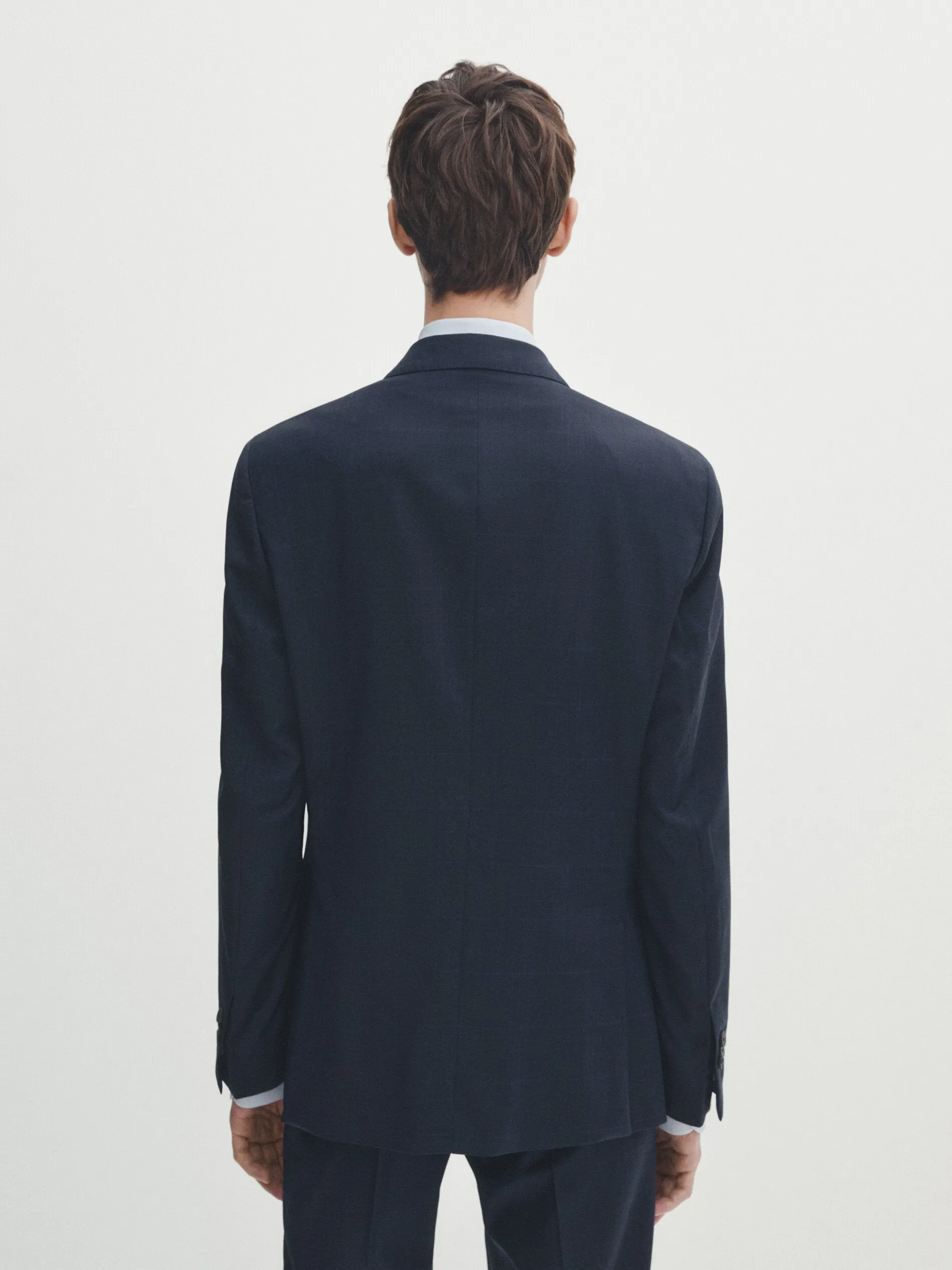 New Designer Massimo Dutti BLUE WINDOWPANE CHECK WOOL SUIT BLAZER (Blazer only) Sz 46! Retails $399 