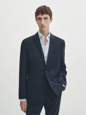 New Designer Massimo Dutti BLUE WINDOWPANE CHECK WOOL SUIT BLAZER (Blazer only) Sz 46! Retails $399 