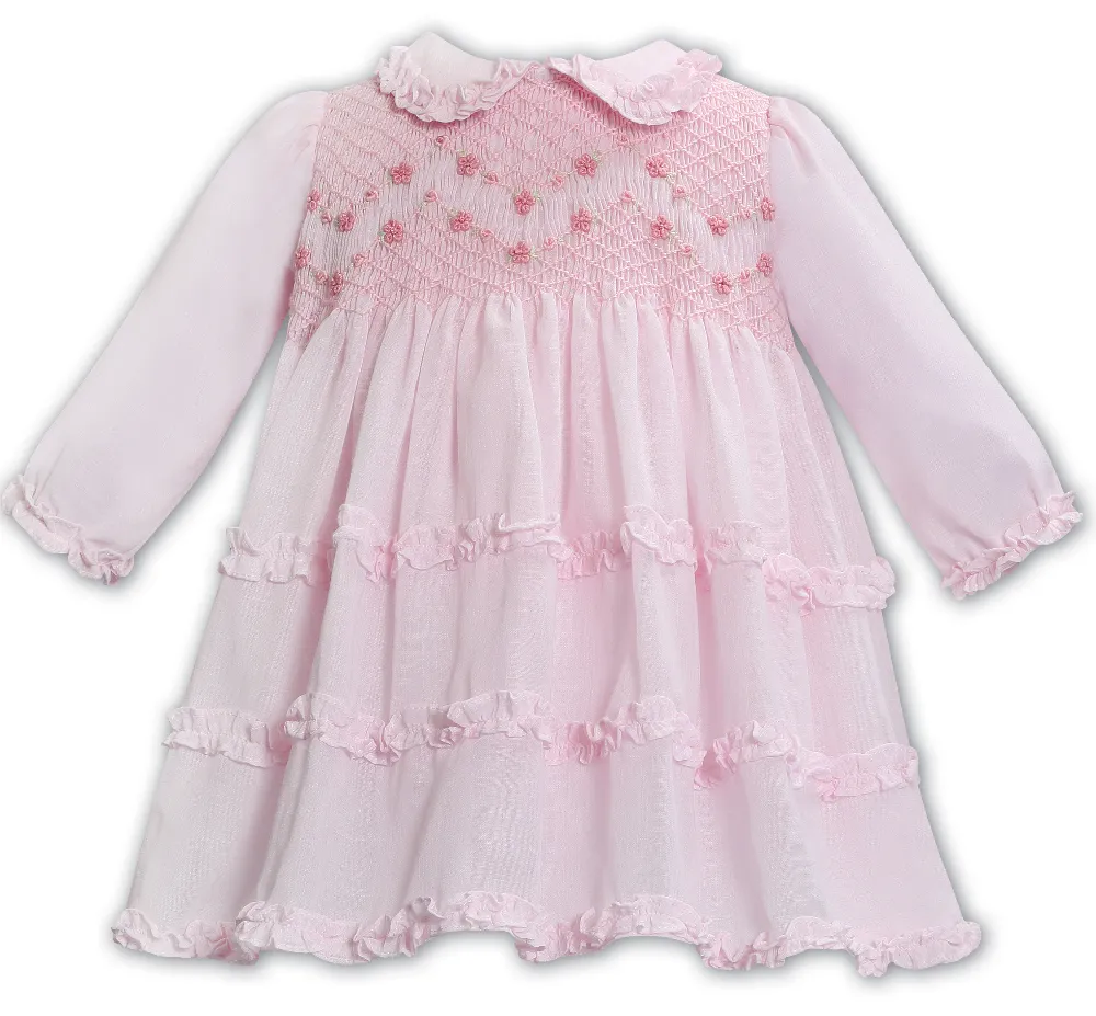 New In Sarah Louise Girls Pink Ruffle Dress