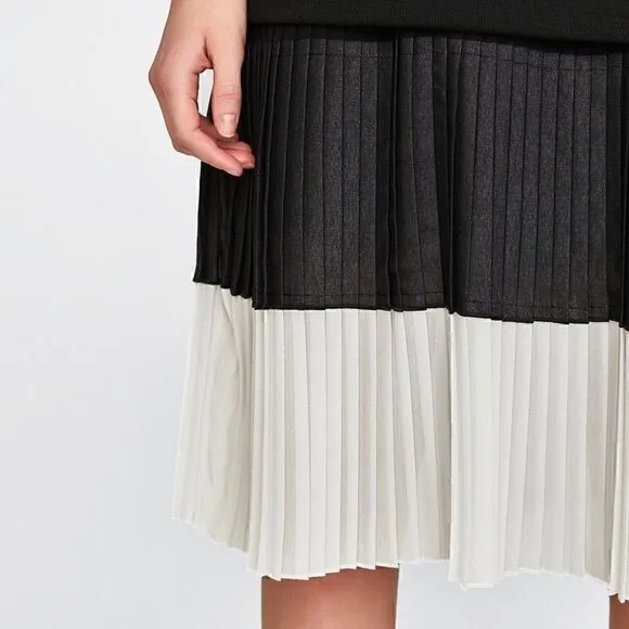NEW! Zara Contrast Dress Black/Ecru XS