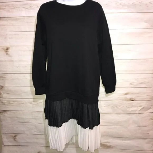 NEW! Zara Contrast Dress Black/Ecru XS