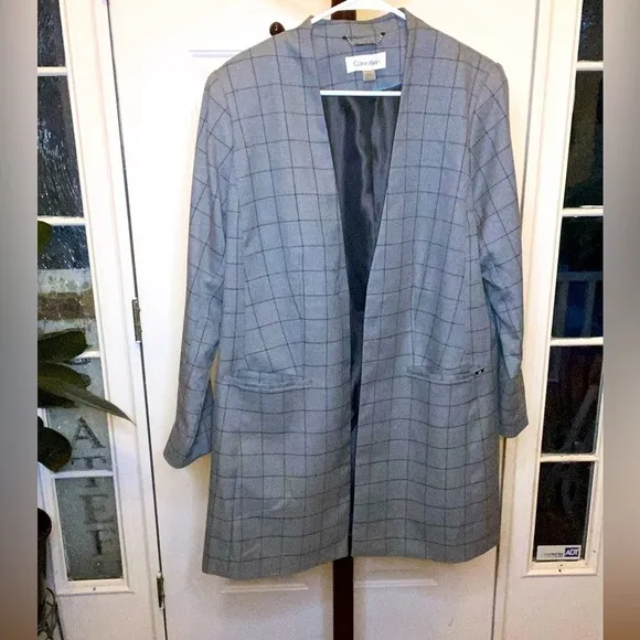 NWOT CALVIN KLEIN GREY AND BLACK BLAZER SIZE 14W