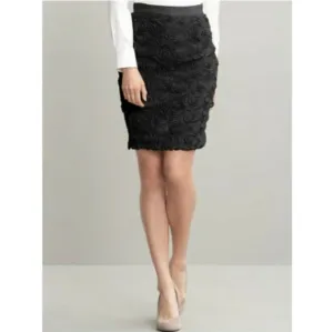 NWT Banana Republic Black Rosette Mini Pencil Skirt