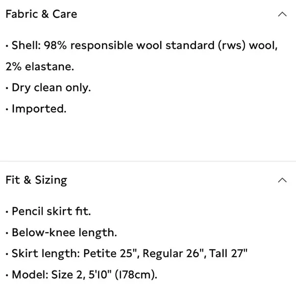 NWT Banana Republic Siena Wool Navy Pencil Skirt Size 4P